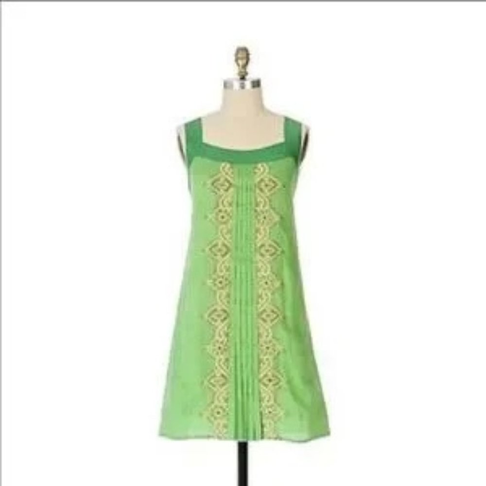 Anthropologie Floreat Mint Leaf Dress
